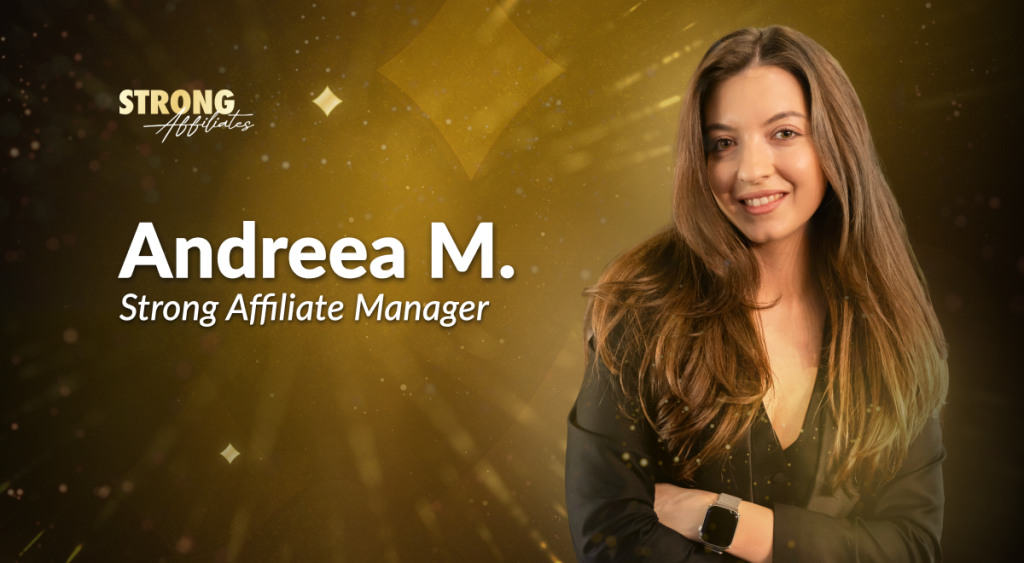 Portrait of Andreea M., Affiliate Manager at Strong Affiliates, speaking about Mafia Casino at iGB L!VE 2025.