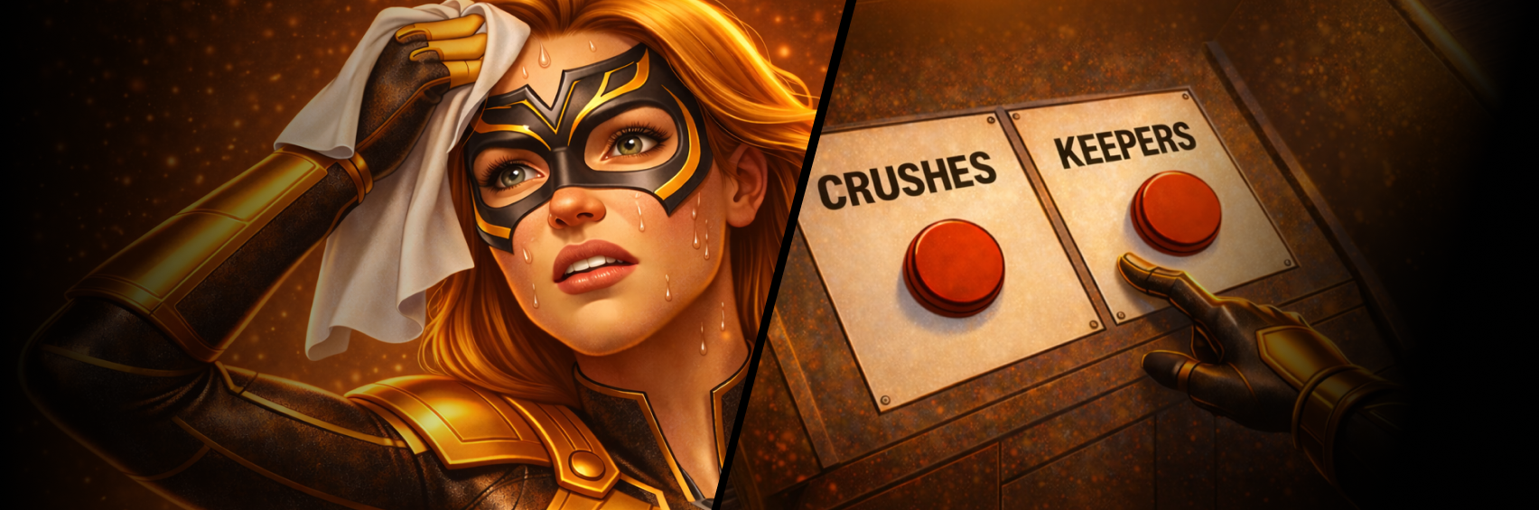 Strong Affiliates banner: Crushes vs Keepers, what your numbers say about intent, with buttons labeled Crushes and Keepers